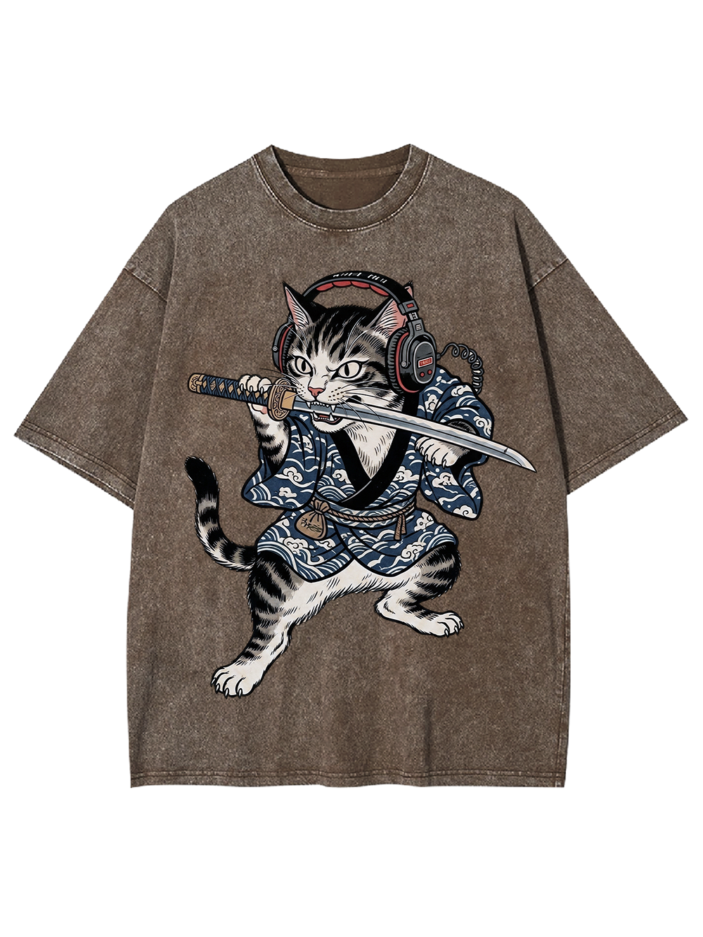 Cyber Ronin Cat Washed Tshirt