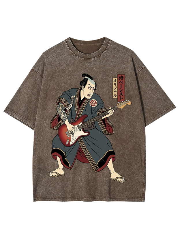 Samurai Rocker Japanese Ukiyo-e Washed Tshirt