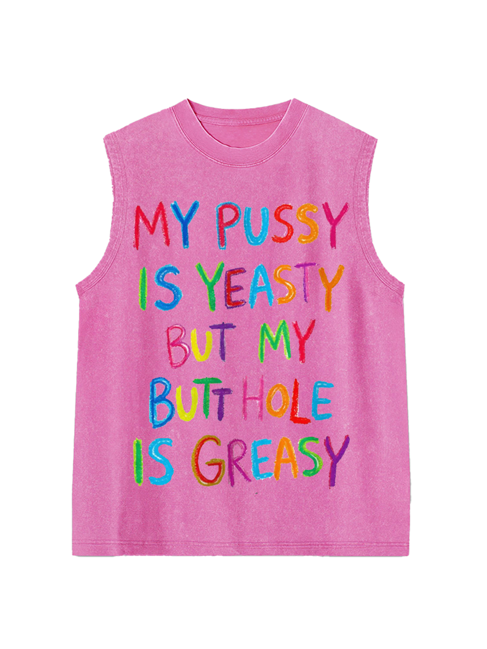 SATIRICAL CRAYON ART Washed Tank Top