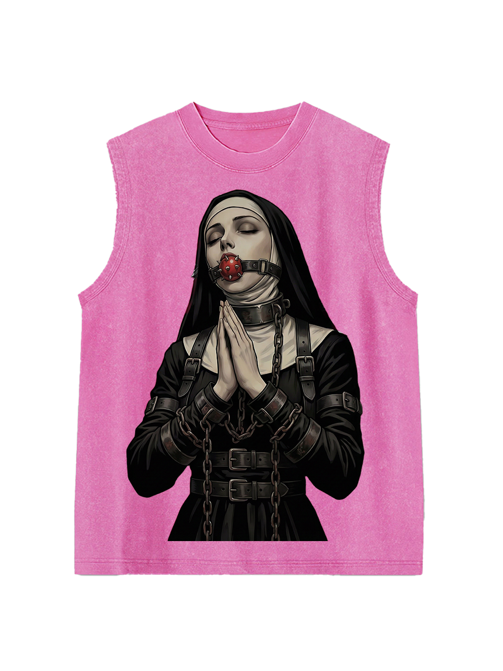 Chain-bound SM nun Washed Tank Top