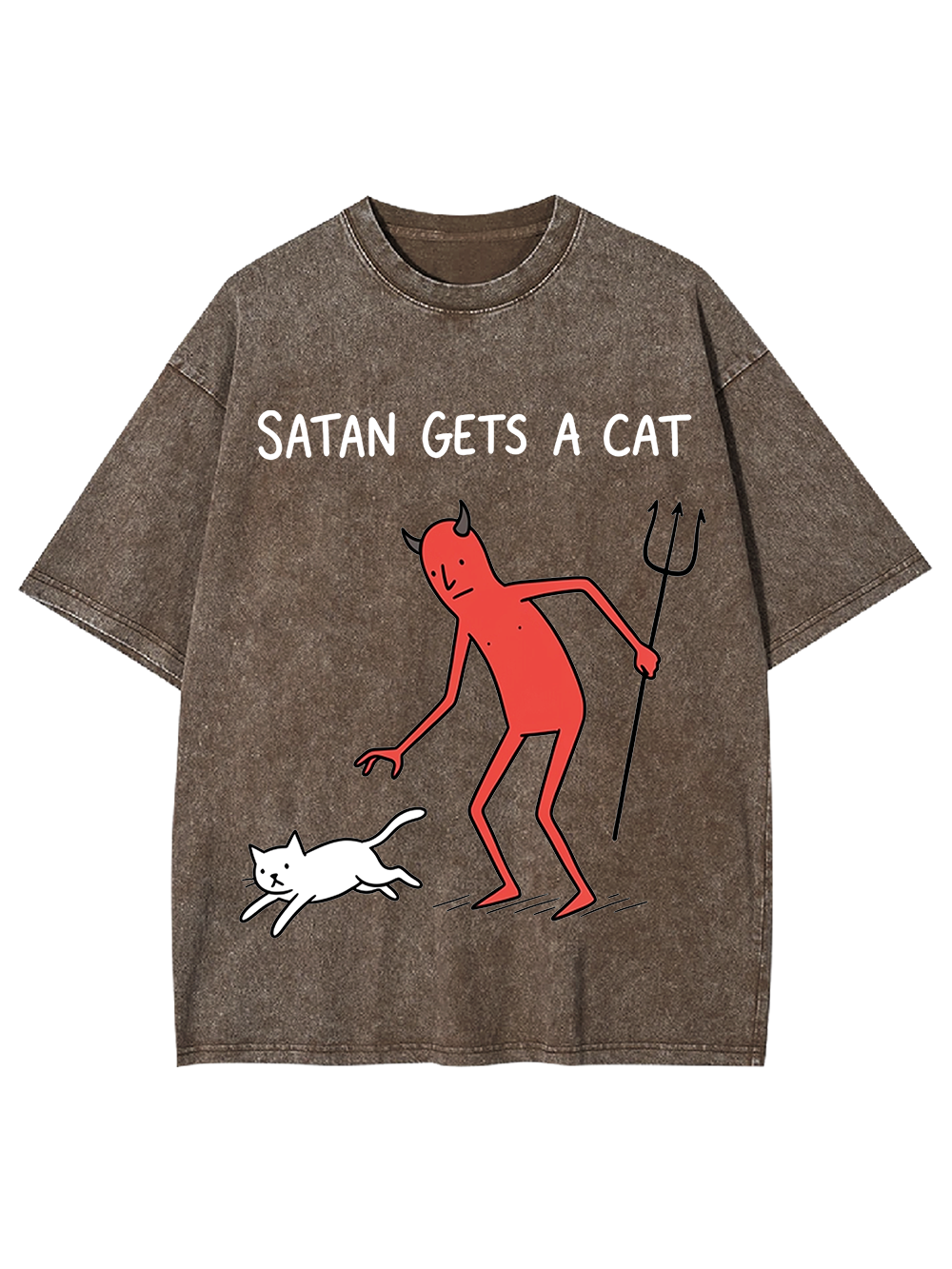SATAN GETS A CAT Washed Tshirt