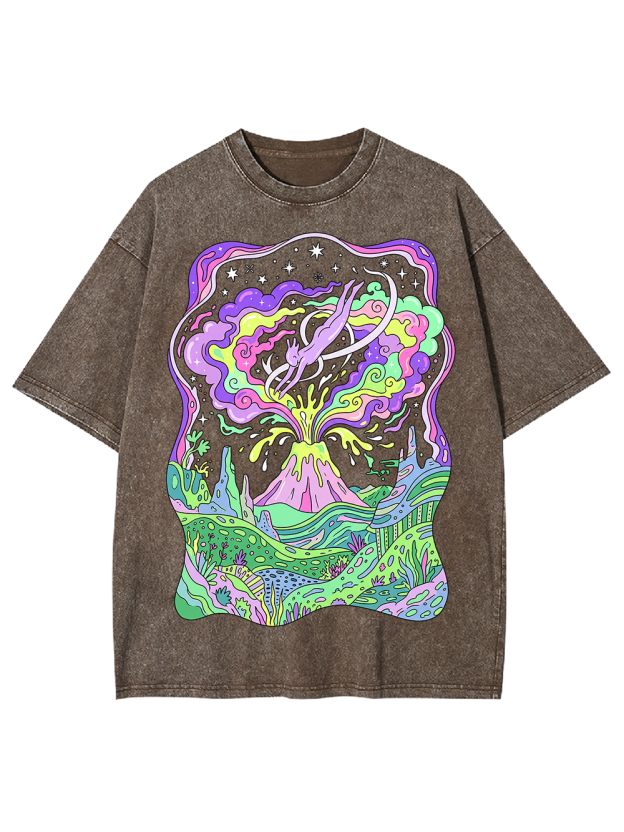 Cosmic Flow Colorful Surreal Washed Tshirt