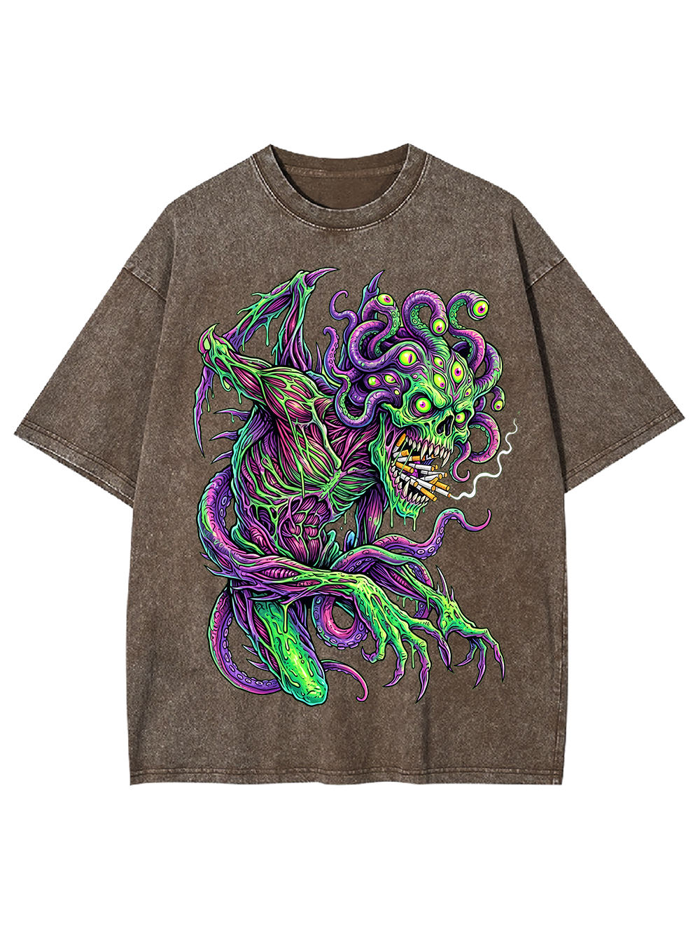 Evil Goddess Horror Art Washed Tshirt