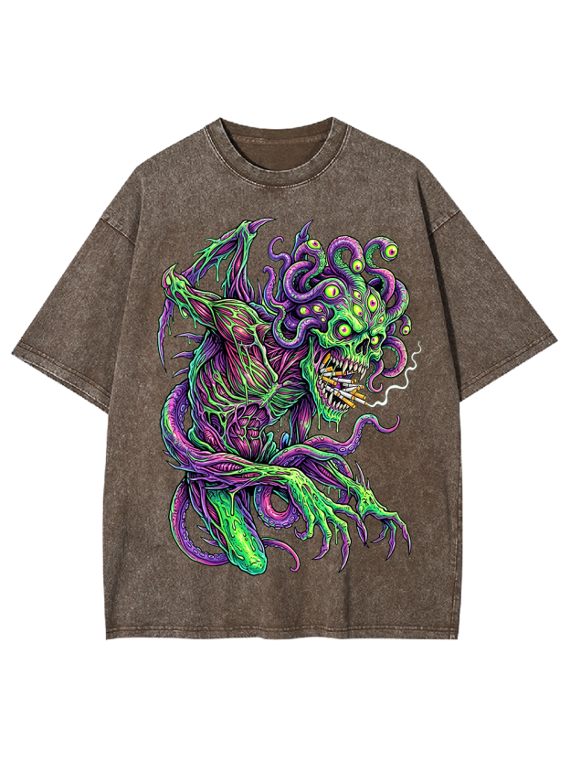 Evil Goddess Horror Art Washed Tshirt