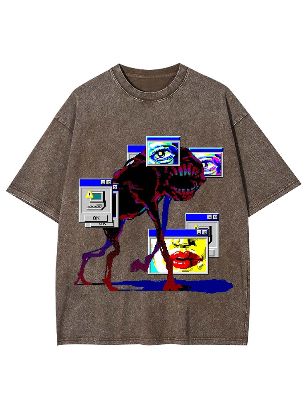 Glitch Aesthetic Creature Washed Tshirt