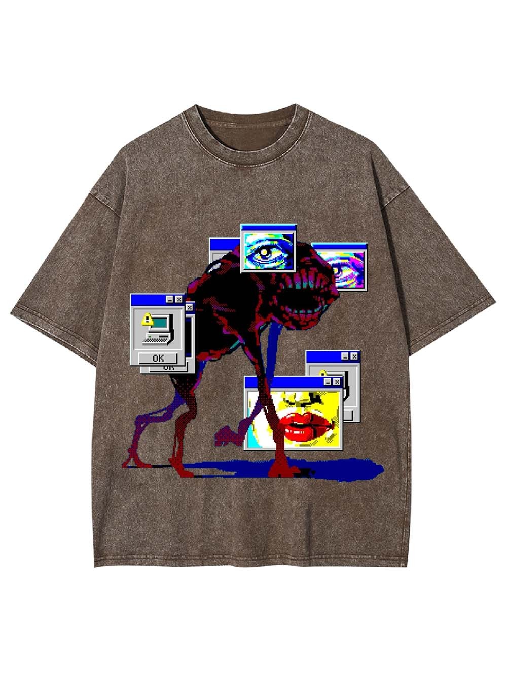 Glitch Aesthetic Creature Washed Tshirt