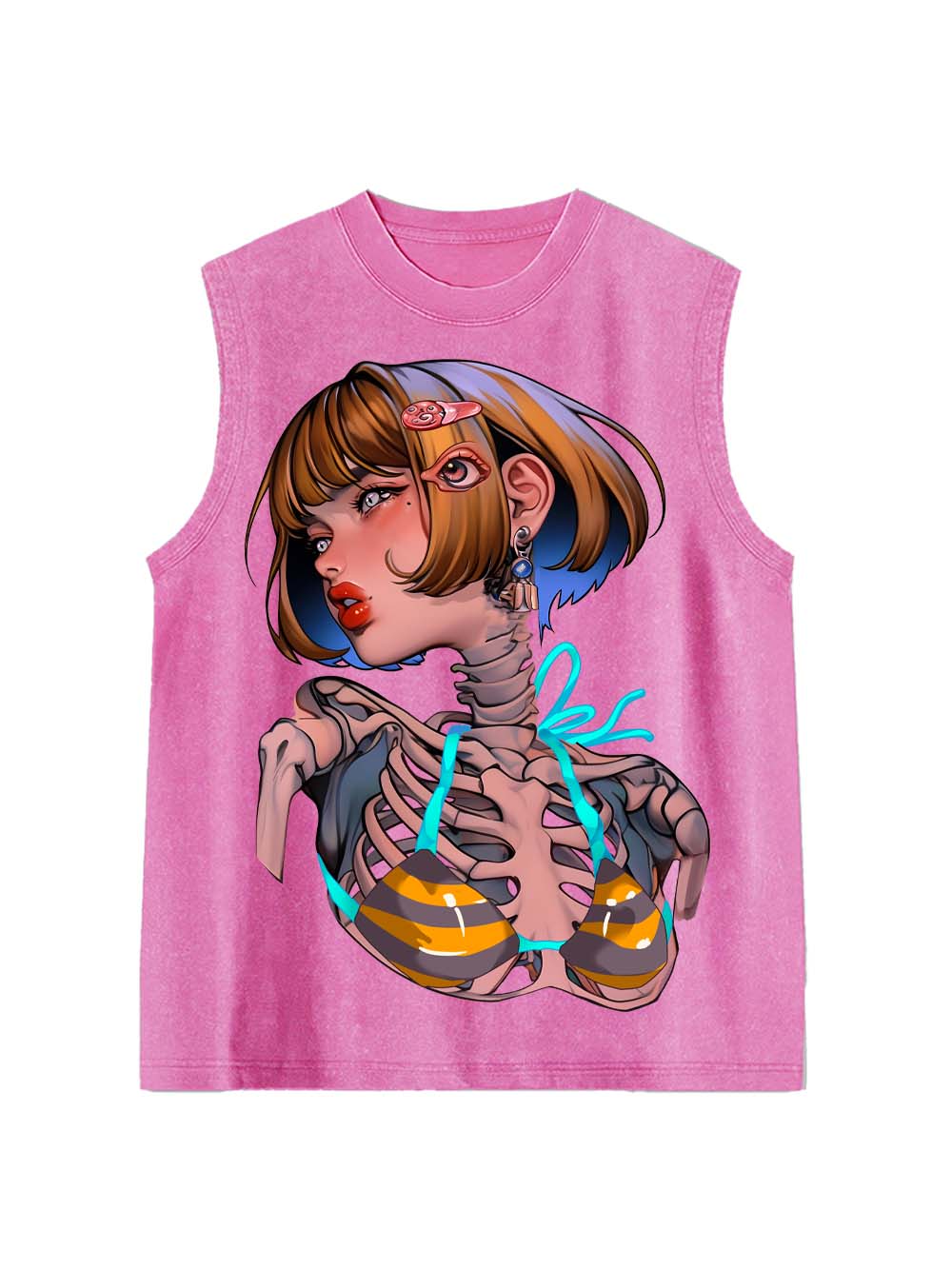 Skeleton in Stripes Washed Tank Top