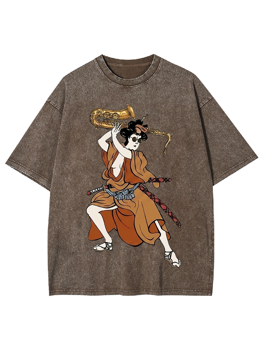 Ukiyo-e Style Warrior Washed Tshirt