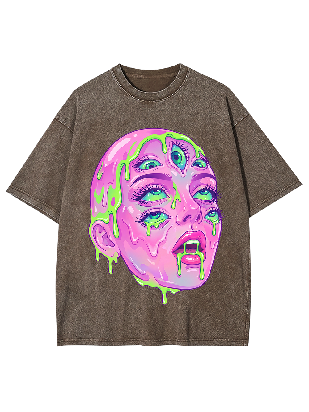 Trippy Multi-Eye Horror Art Washed Tshirt