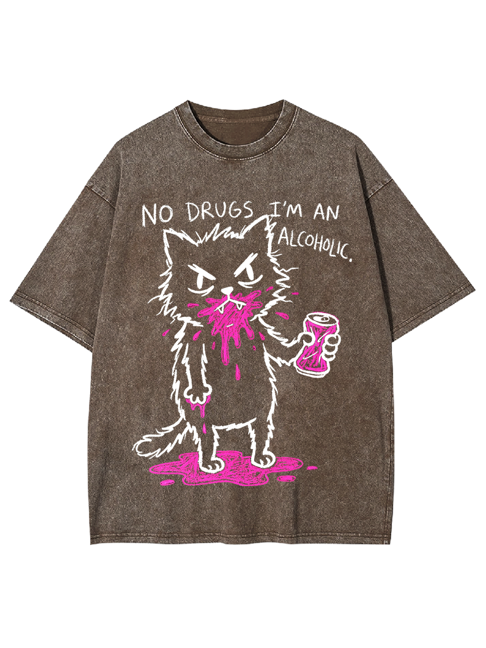 NO DRUGS I'M AN ALCOHOLIC WASHED TSHIRT