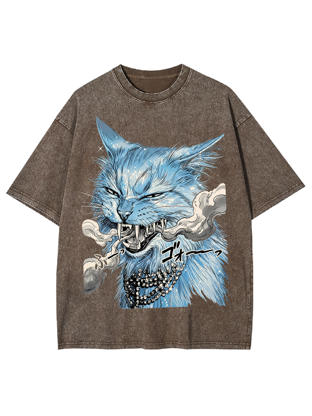 ANIME FURY CAT WASHED TSHIRT