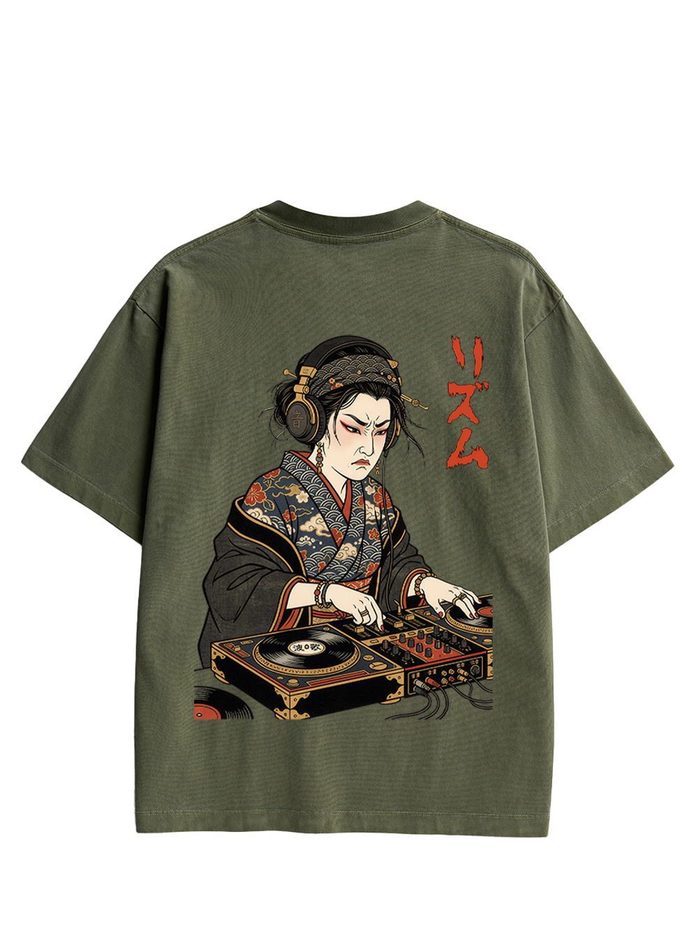 GEISHA DJ RHYTHM DOUBLE SIDED PRINT WASHED TSHIRT
