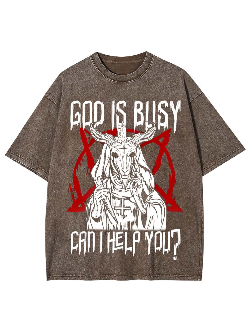 God Is Busy, Can I Help You? Washed Tshirt