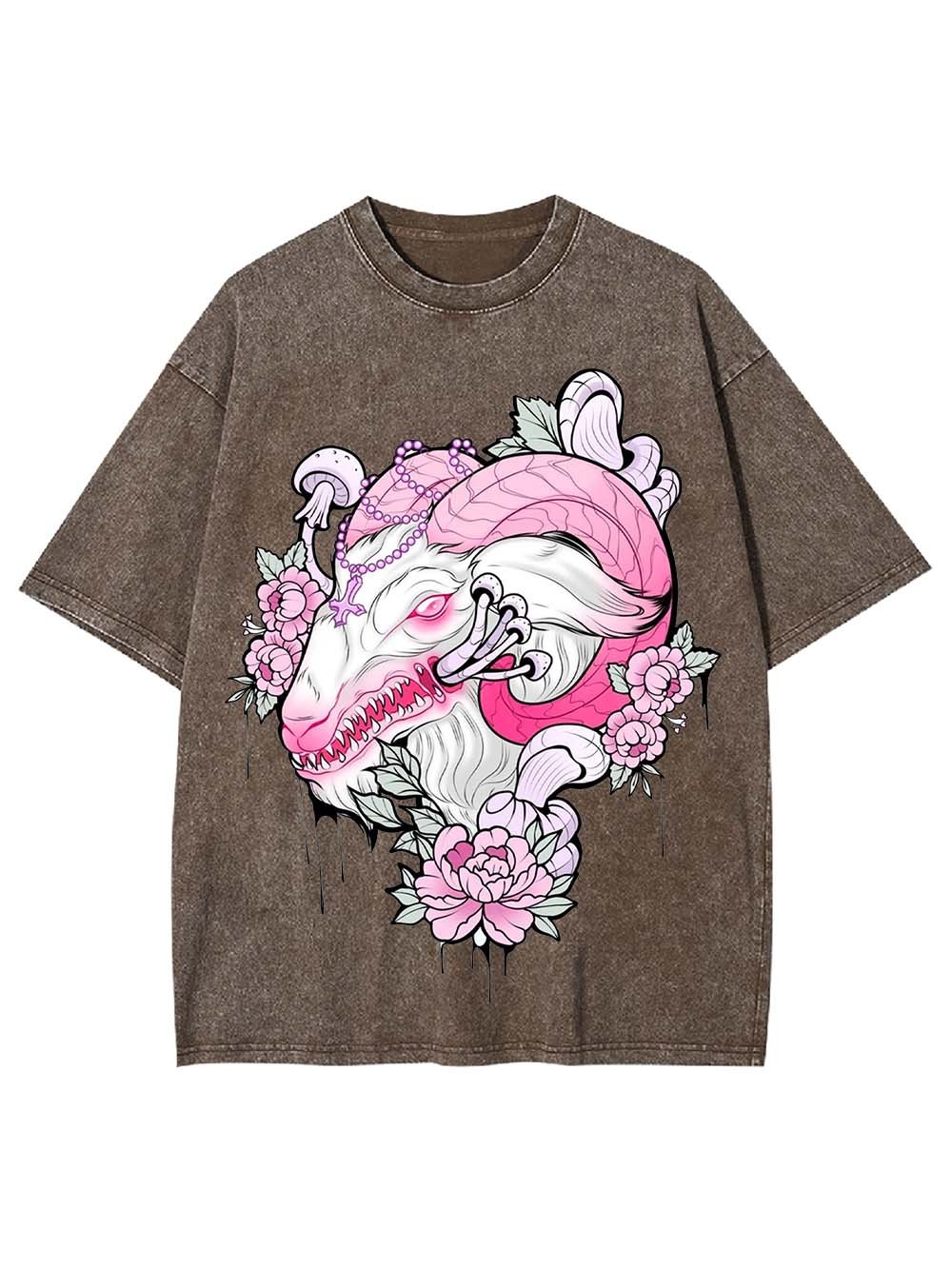 Floral Demon Majesty Washed Tshirt