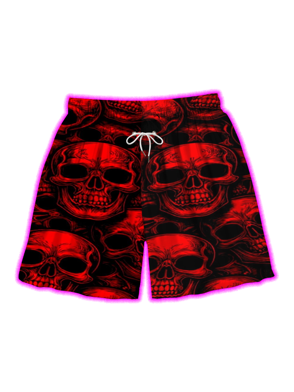 RED INFERNO SKULL ALL OVER PRINT SHORTS