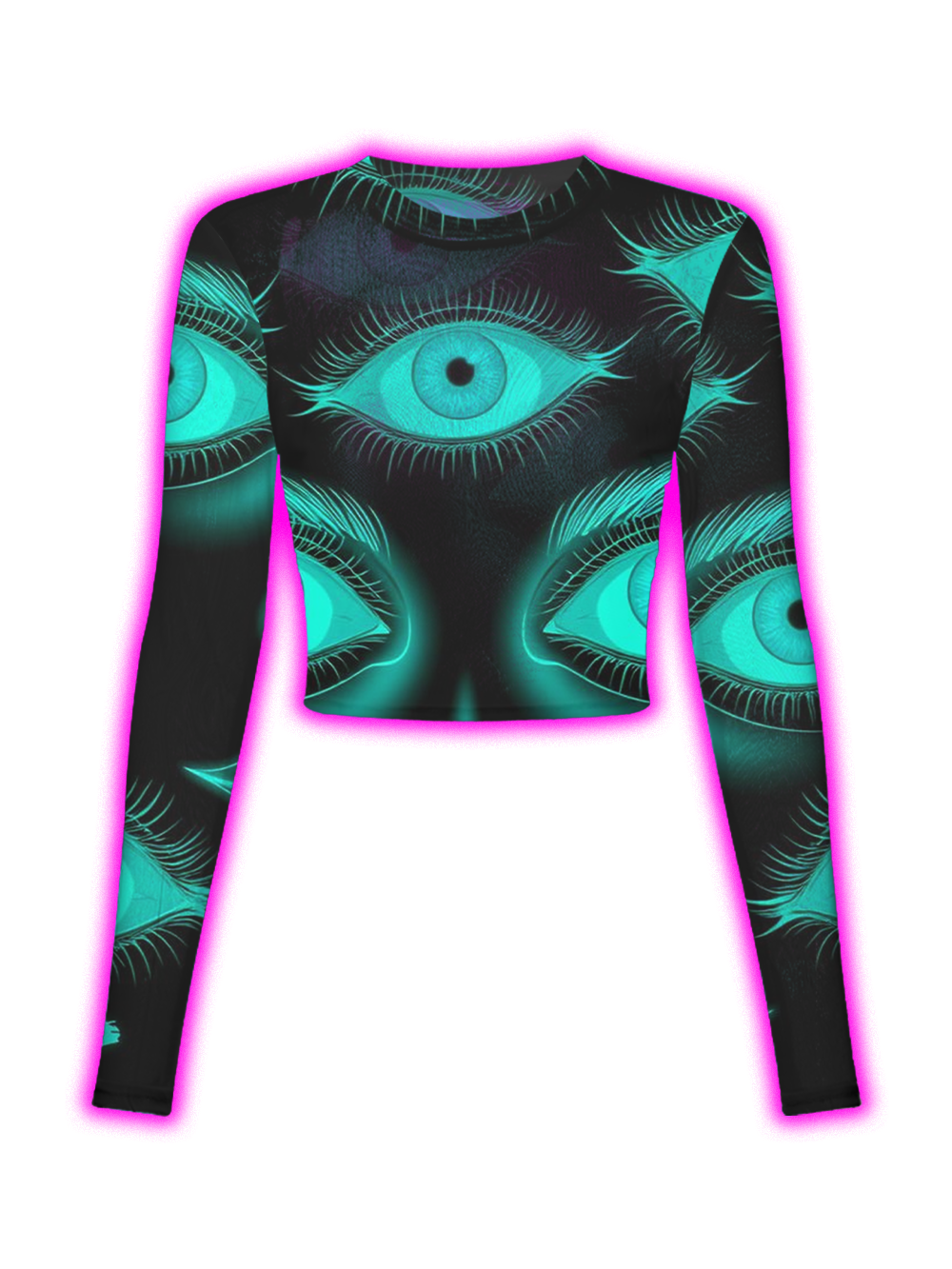 GLOWING CYAN EYES MESH TOP
