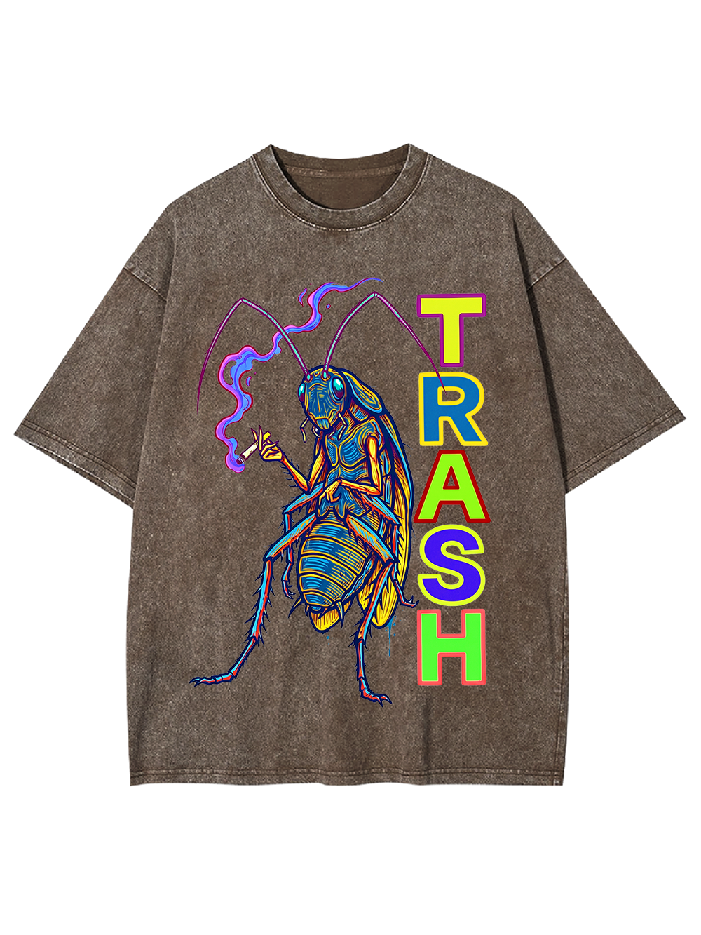 NEON ROACH TRASH TEXT WASHED TSHIRT