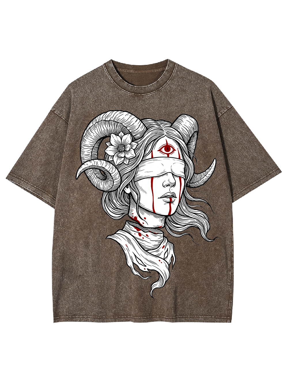 RAM HORN GIRL BLOODY NECK WASHED TSHIRT