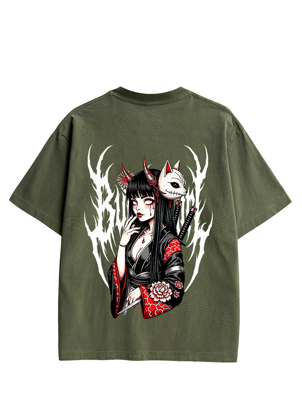 FOX MASK ENCHANTRESS DOUBLE SIDED PRINT WASHED TSHIRT