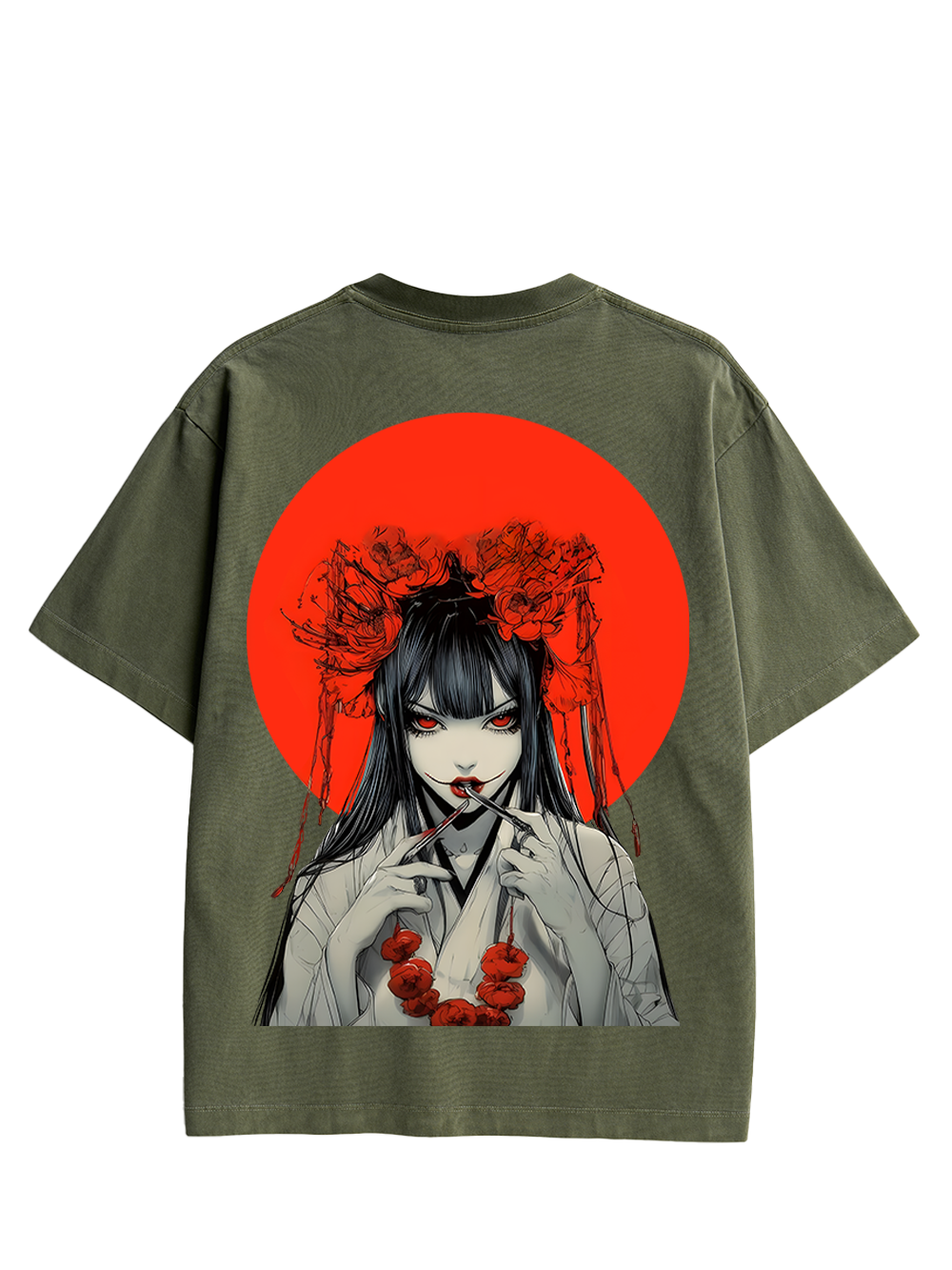 CRIMSON ENCHANTRESS DOUBLE SIDED PRINT WASHED TSHIRT