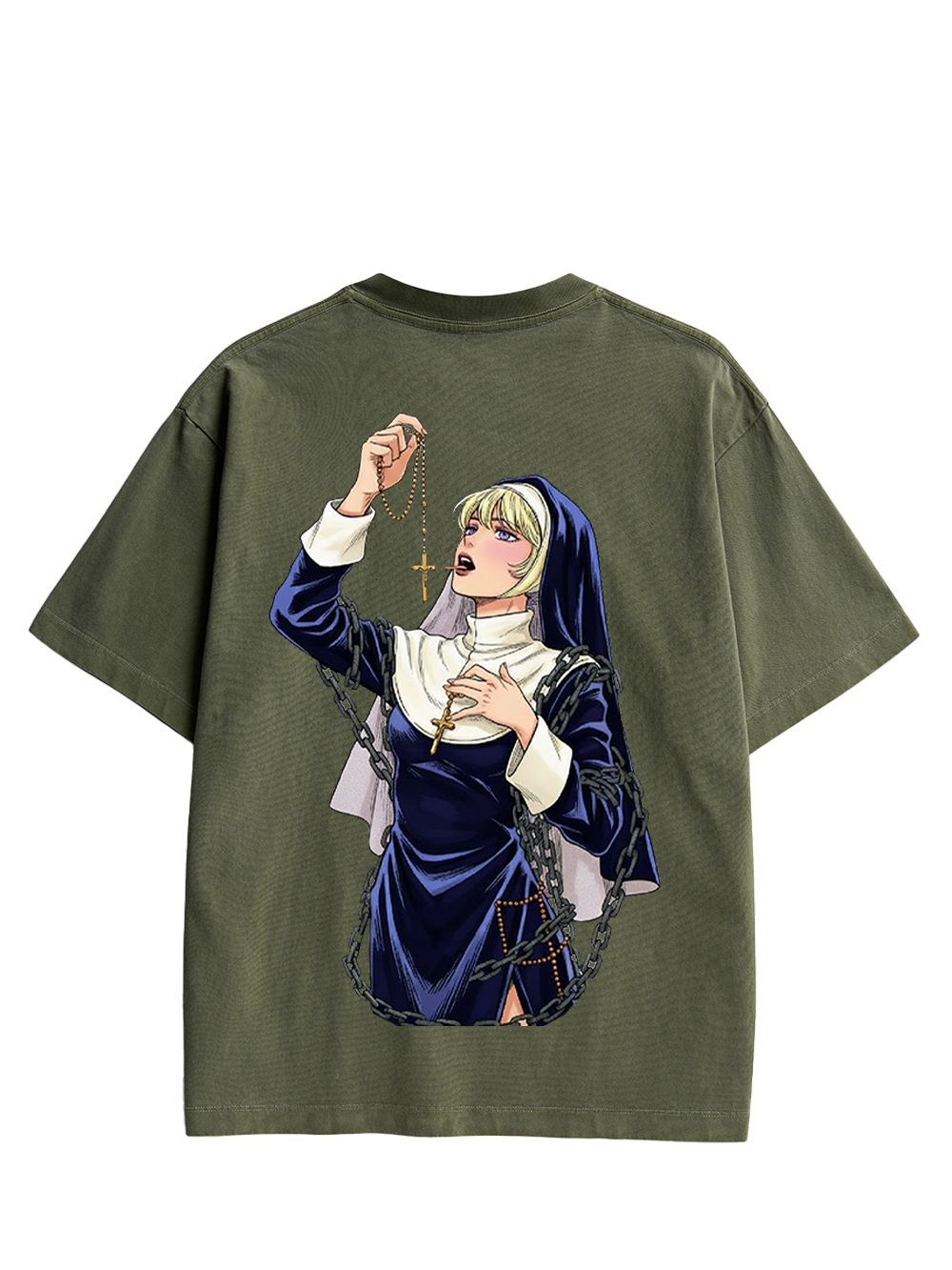 LICKING MANGA NUN DOUBLE SIDED PRINT WASHED TSHIRT