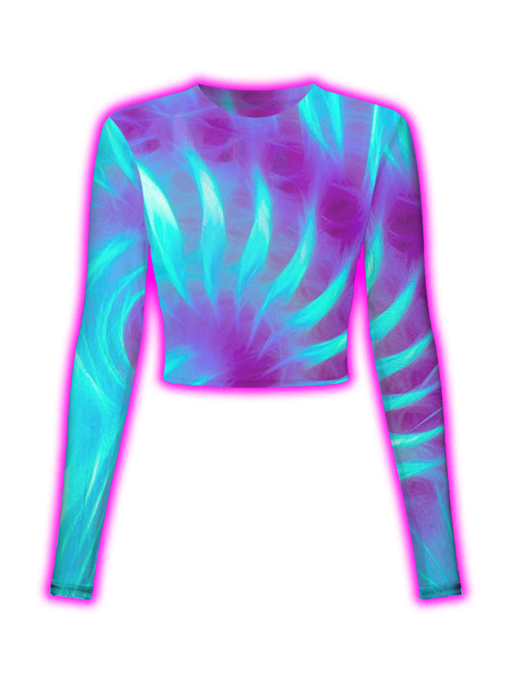 NEON AQUA PURPLE ABSTRACT MESH TOP