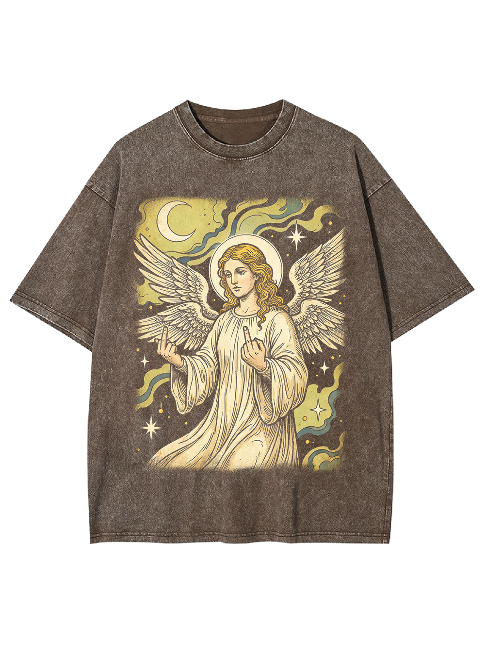 REBELLIOUS ANGEL MIDDLE FINGER WASHED TSHIRT