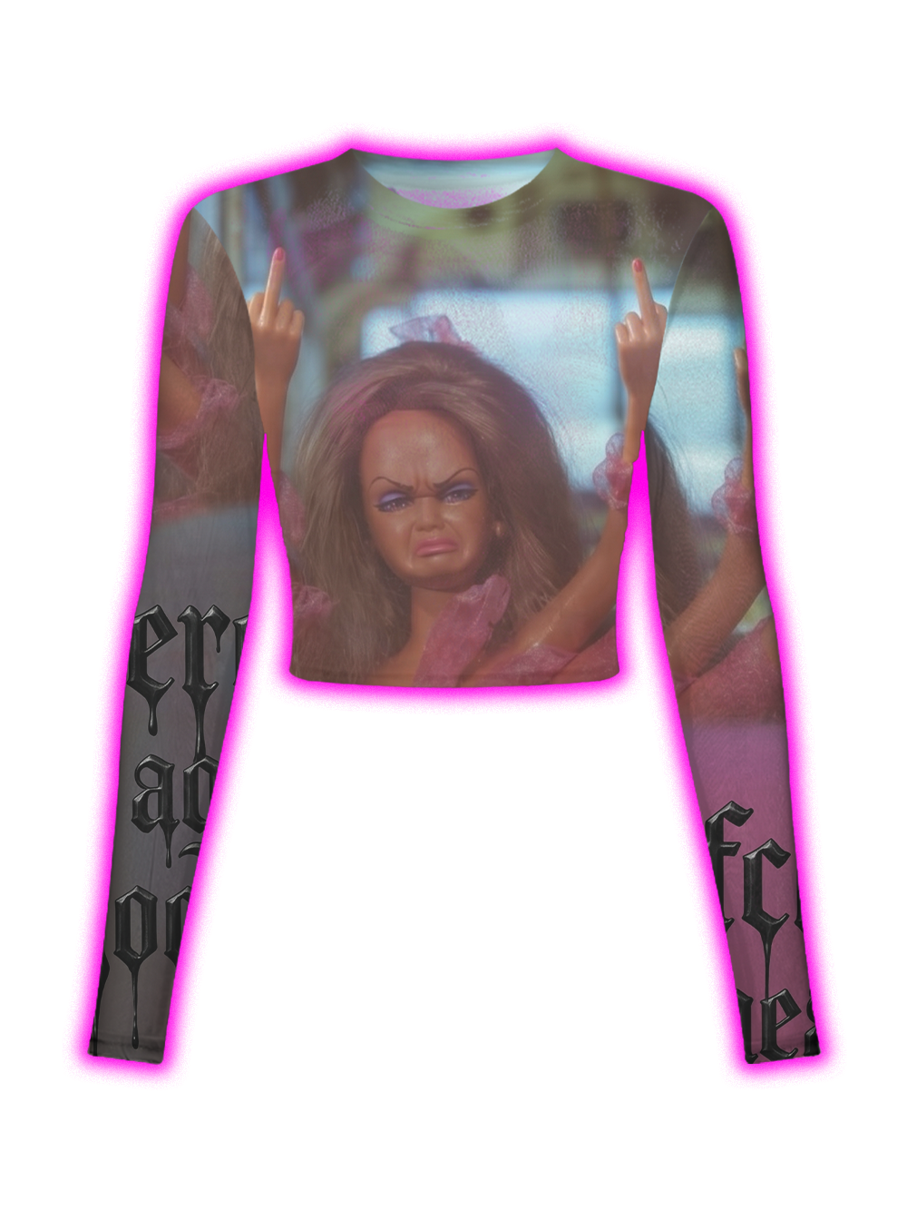 PINK BAD GIRL ATTITUDE MESH TOP