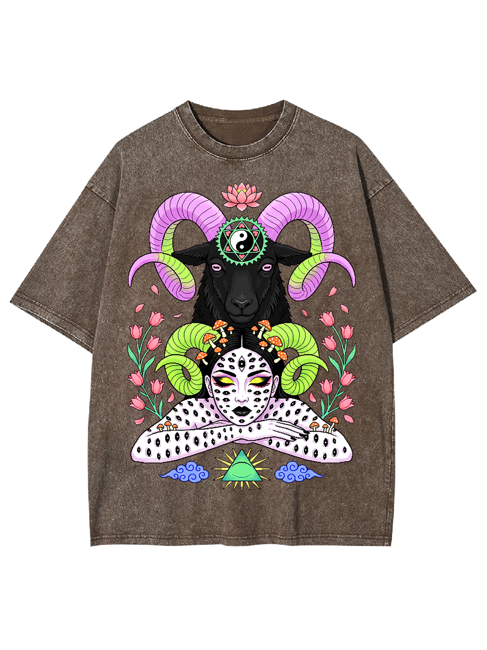 MYSTIC GOAT AND LEOPARD WASHED TSHIRT