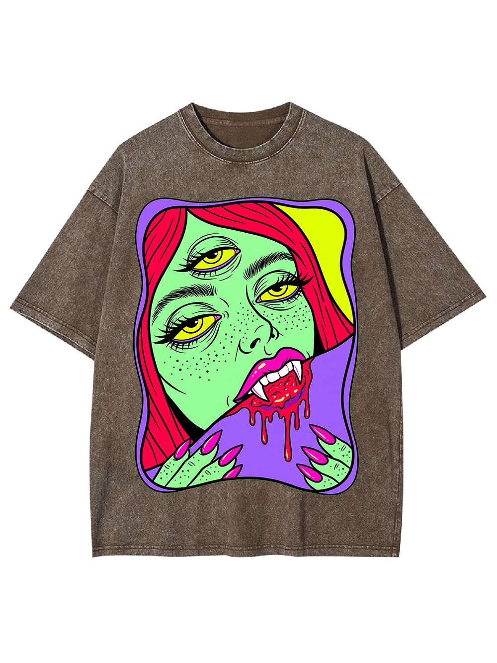 THREE-EYED VAMPIRE GIRL WASHED TSHIRT