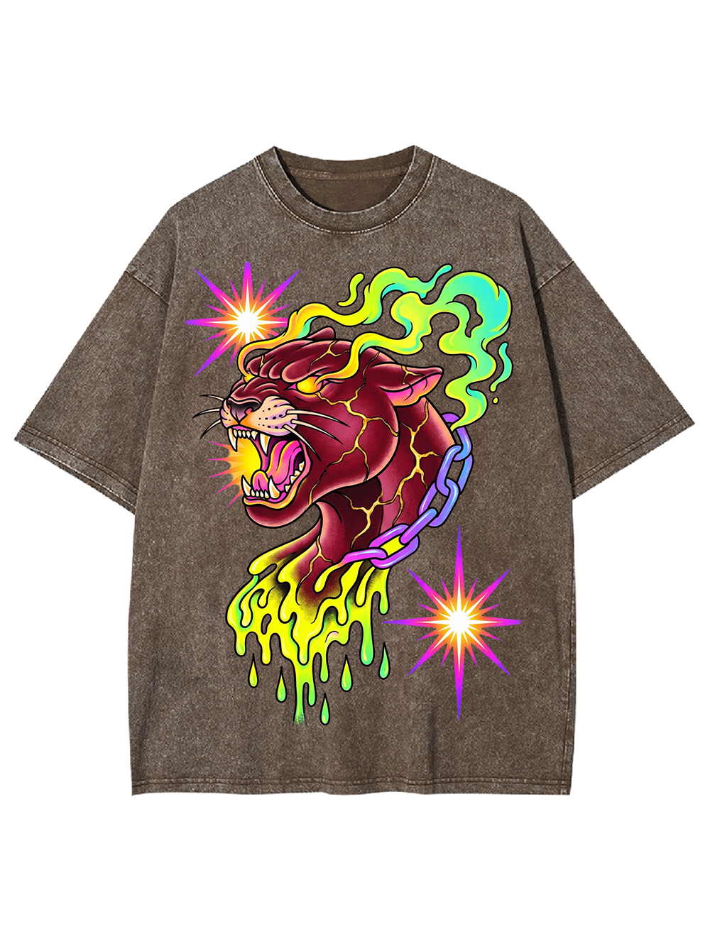 NEON FLAME PANTHER WASHED TSHIRT