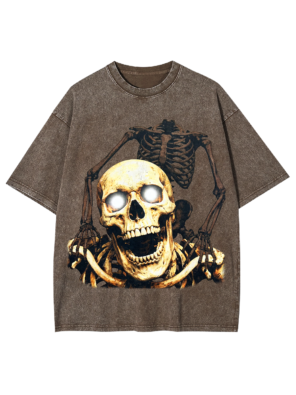 LAUGHING GLOWING SKULL WASHED TSHIRT