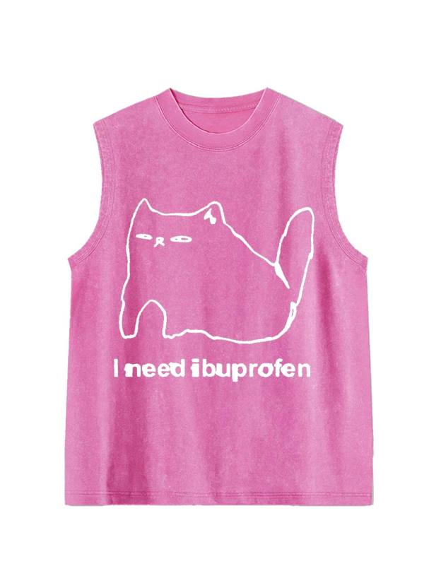 Ibuprofen Cat Washed Tank Top