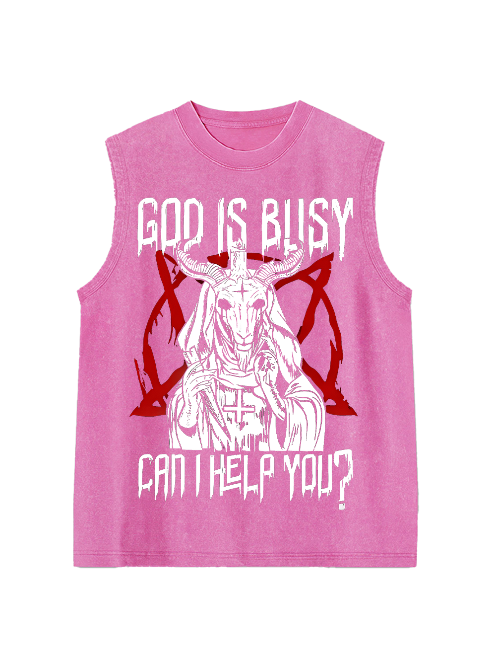 GOD IS BUSY, CAN I HELP YOU WASHED TANK TOP