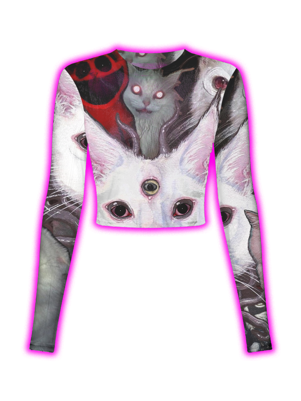 THREE-EYED MYSTIC CATS MESH TOP