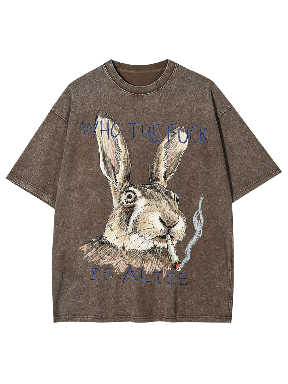 WHO THE F IS ALICE RABBIT WASHED TSHIRT