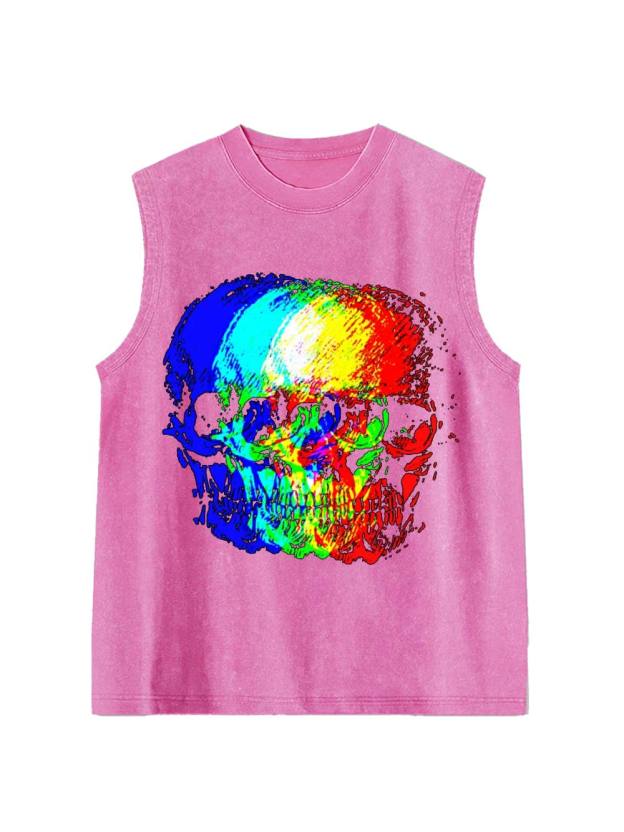 Skull Illusion Washed Tank Top