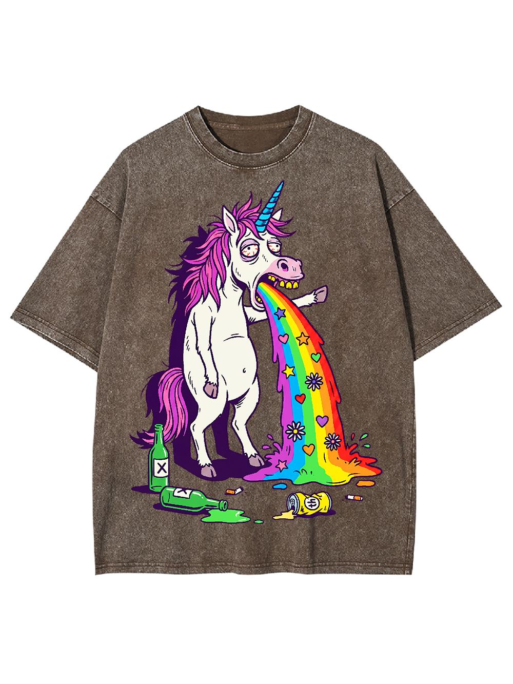 VOMITING RAINBOW UNICORN WASHED TSHIRT