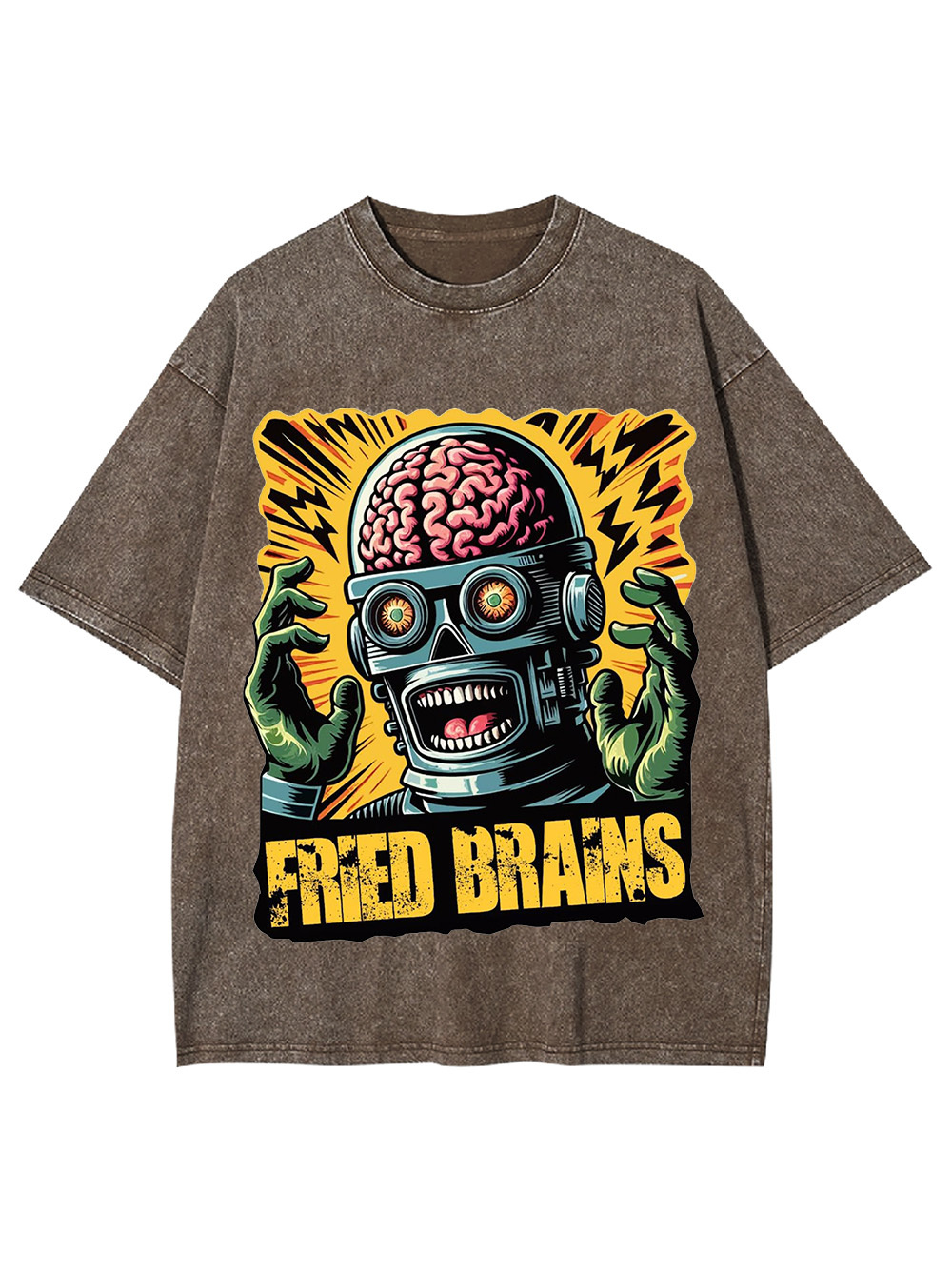Fried Brains Washed Tshirt-ClassyOutlaw Sale