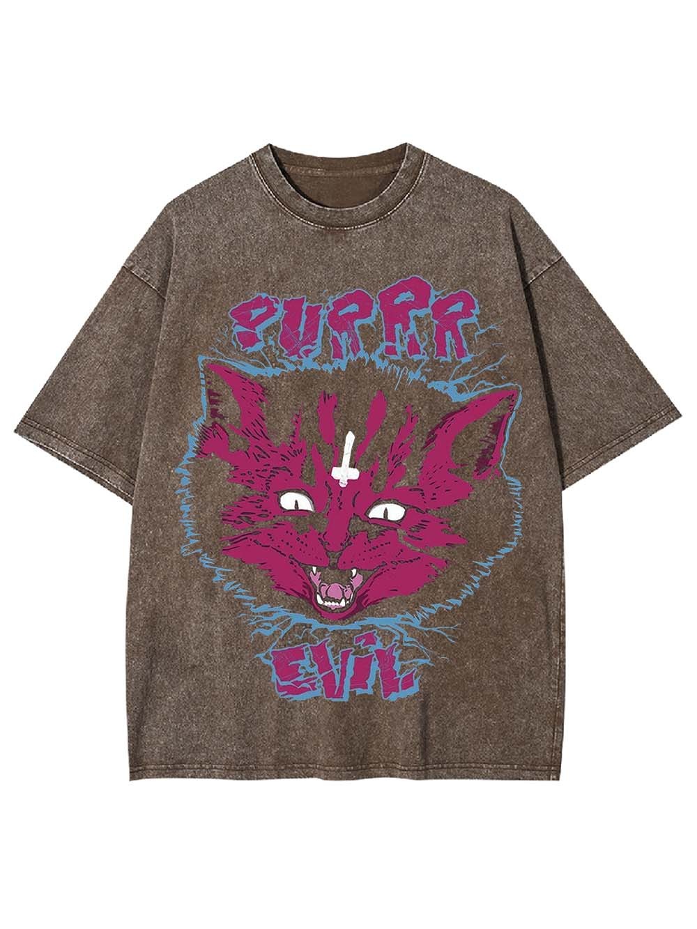 PURRR EVIL CAT WASHED TSHIRT