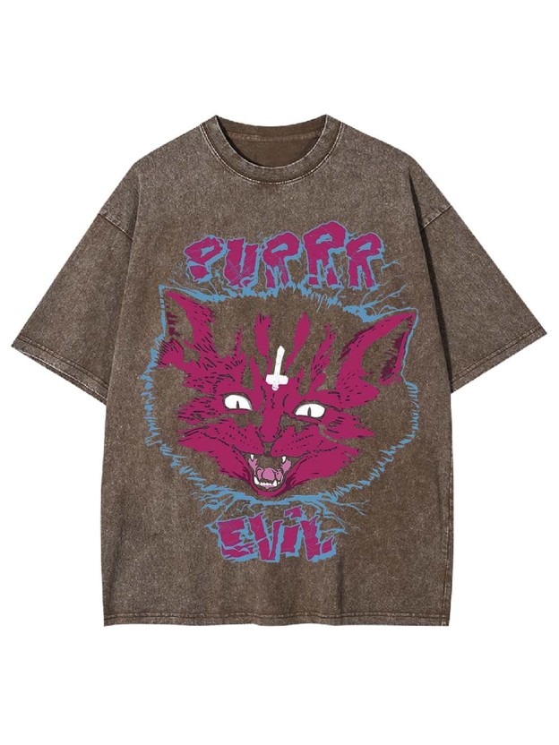 PURRR EVIL CAT WASHED TSHIRT