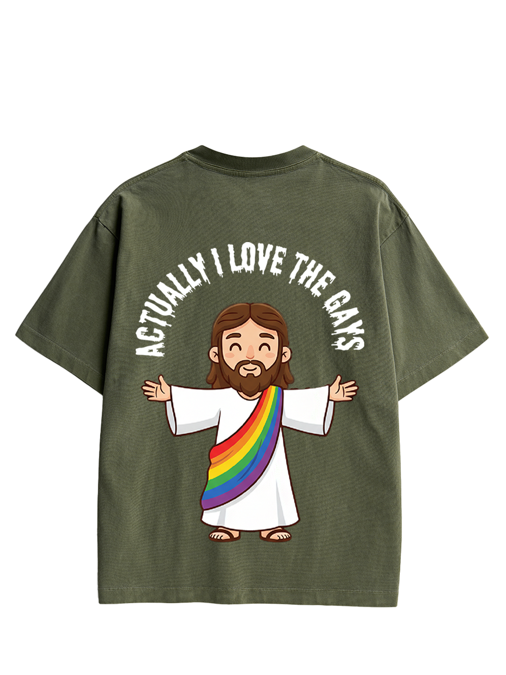 ACTUALLY I LOVE THE GAYS DOUBLE SIDED PRINT WASHED TSHIRT
