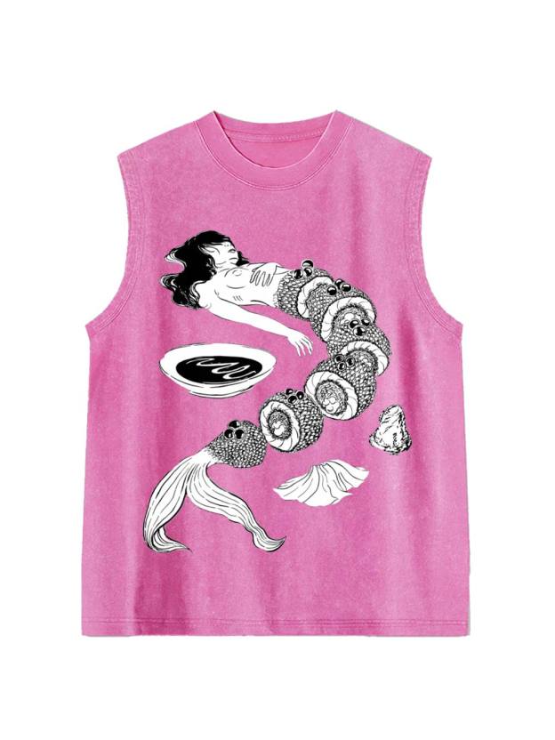 Human Sushi Slices Washed Tank Top