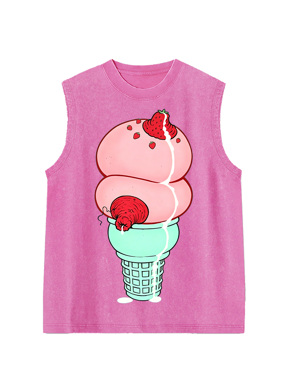 STRAWBERRY BOOB ICE CREAM WASHED TANK TOP