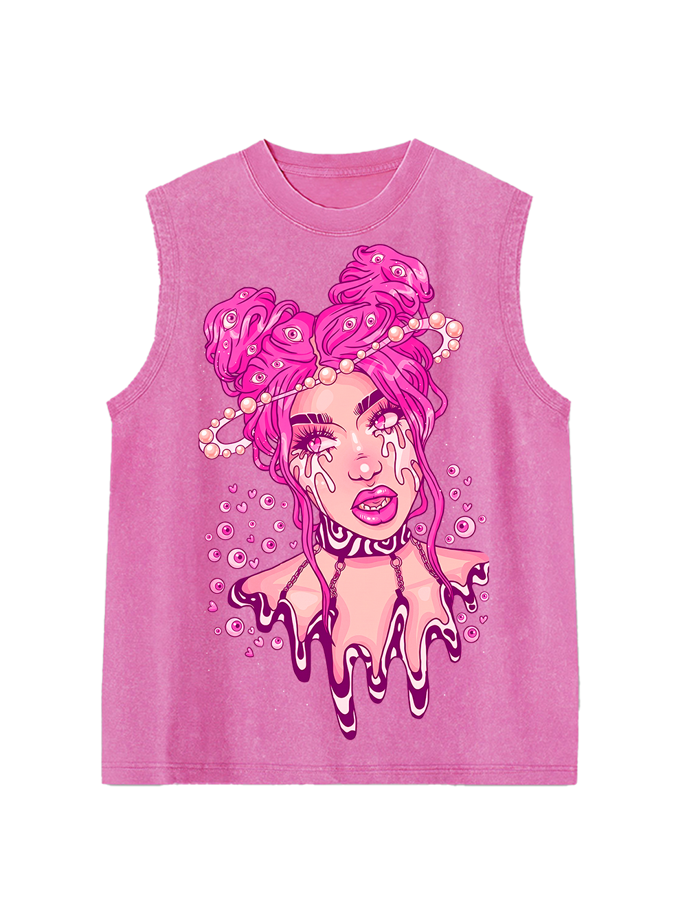 PINK DRIPPING BUBBLE GIRL WASHED TANK TOP
