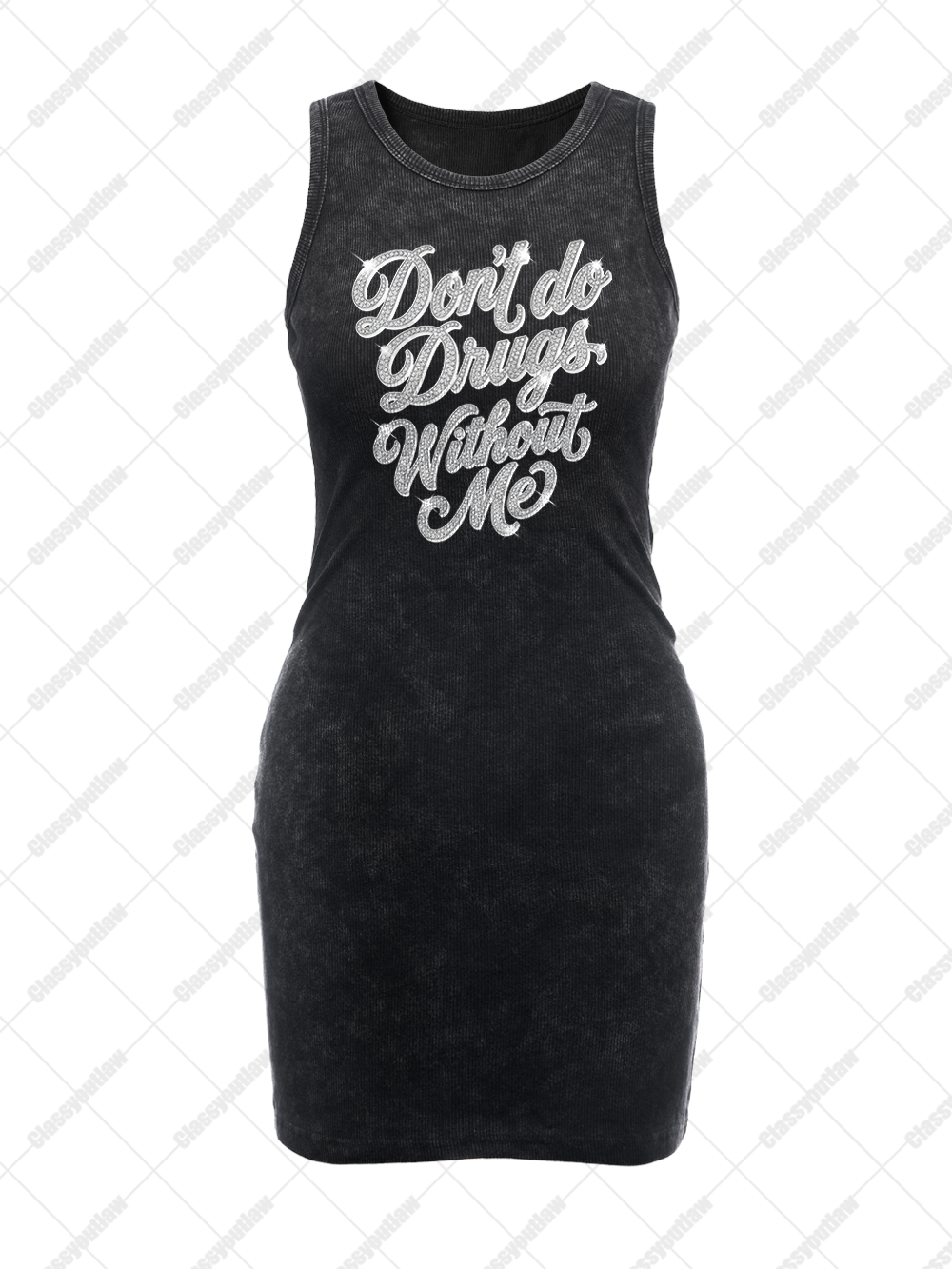 DON'T DO DRUGS WITHOUT ME VINTAGE BODYCON TANK DRESS