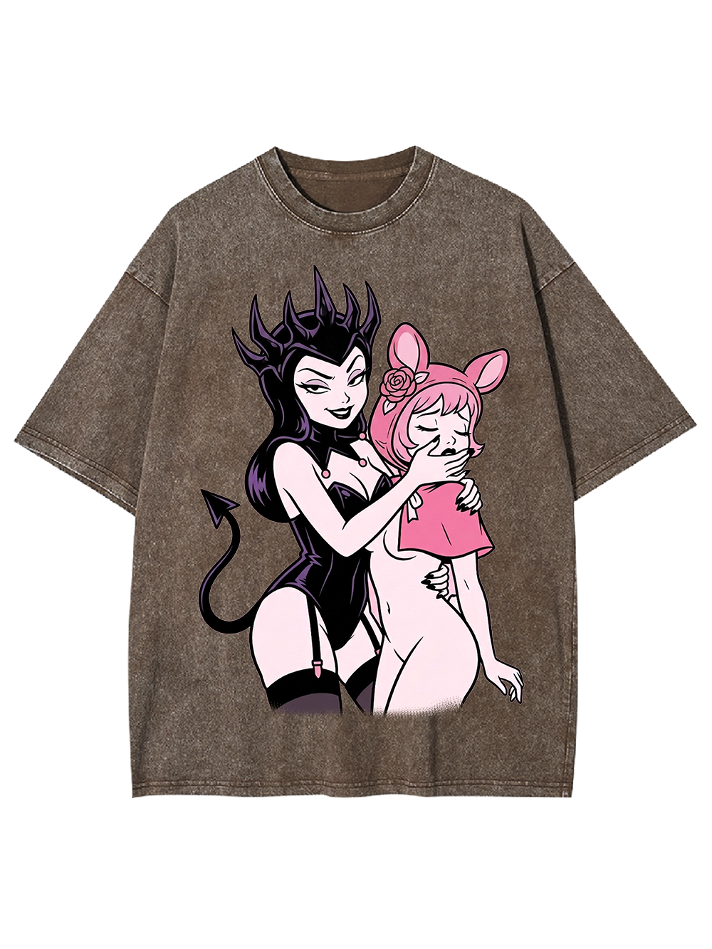 DEMON GIRL AND BUNNY GIRL WASHED TSHIRT