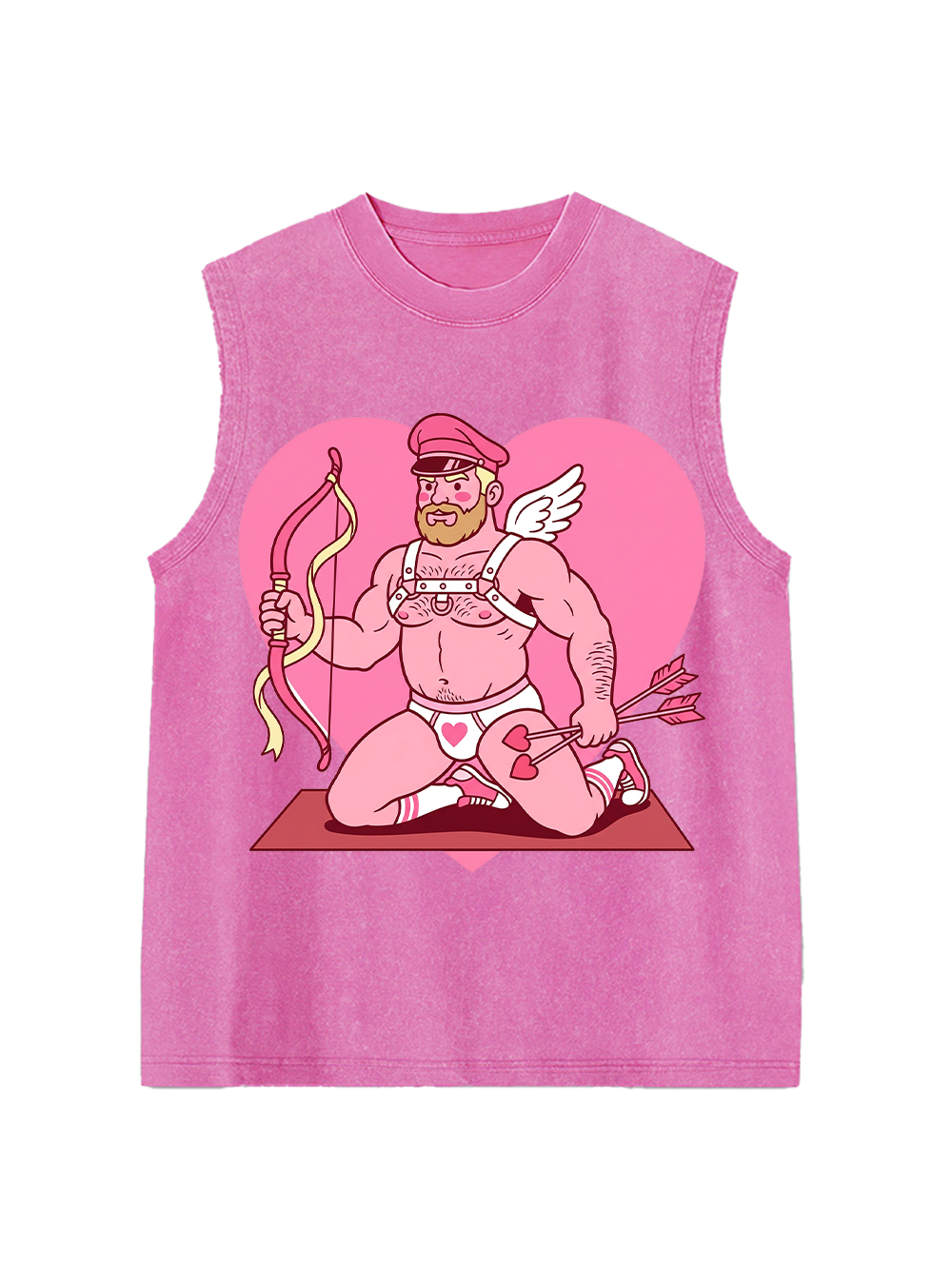 CUPID KNEELING WITH BOW WASHED TANK TOP
