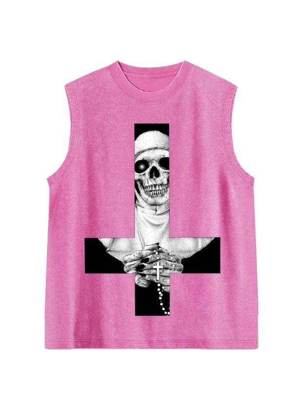 Skeletal Nun Washed Tank Top