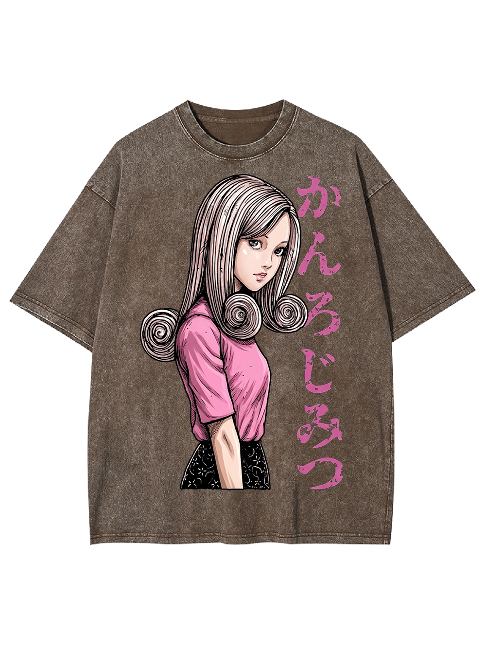 SPIRAL HAIRED GIRL IN PINK AAA WASHED TSHIRT